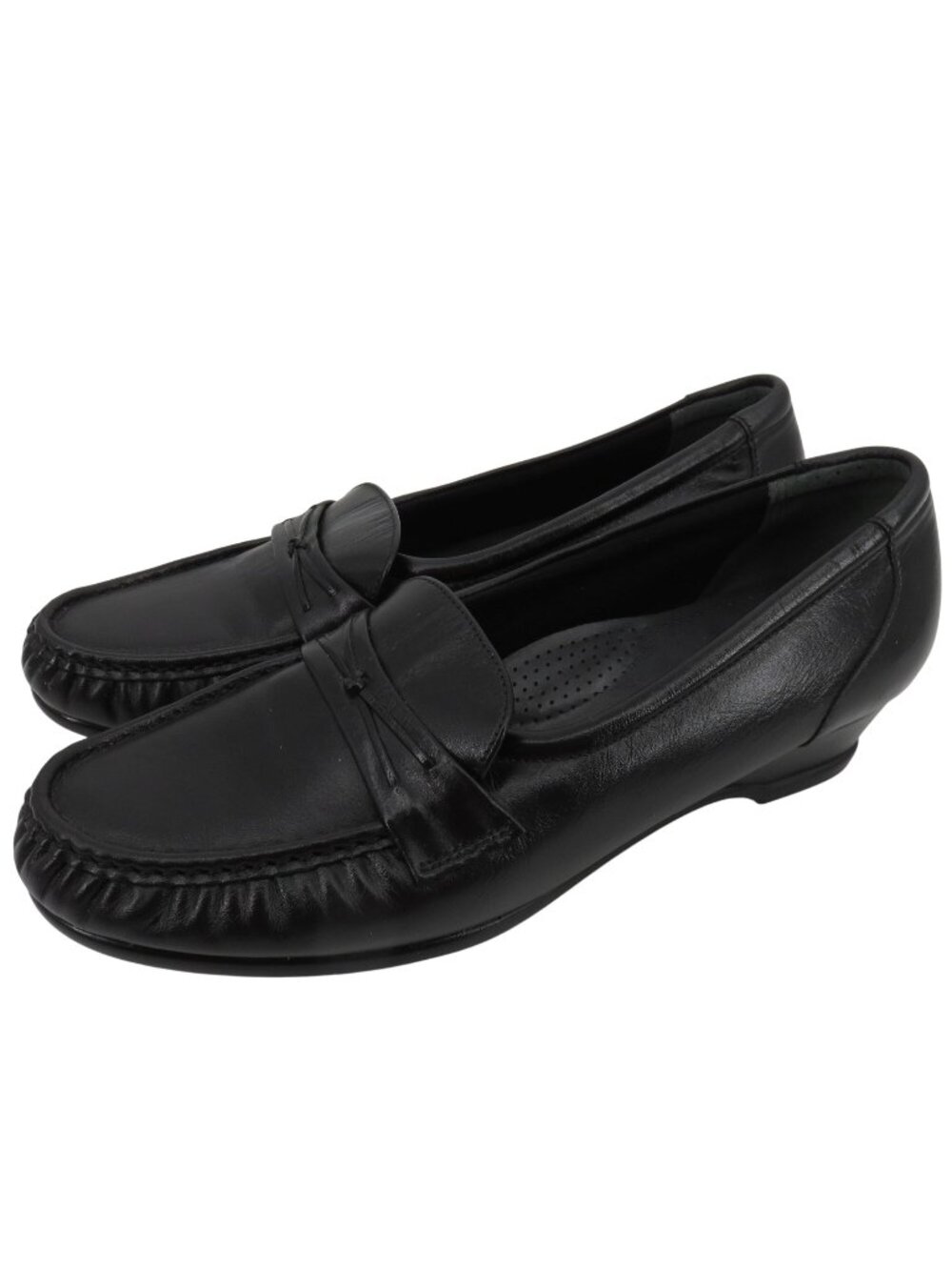 SAS Tripad Women 9.5 M L9146723 Black Leather Wedge Heel Loafer Shoes Slip On